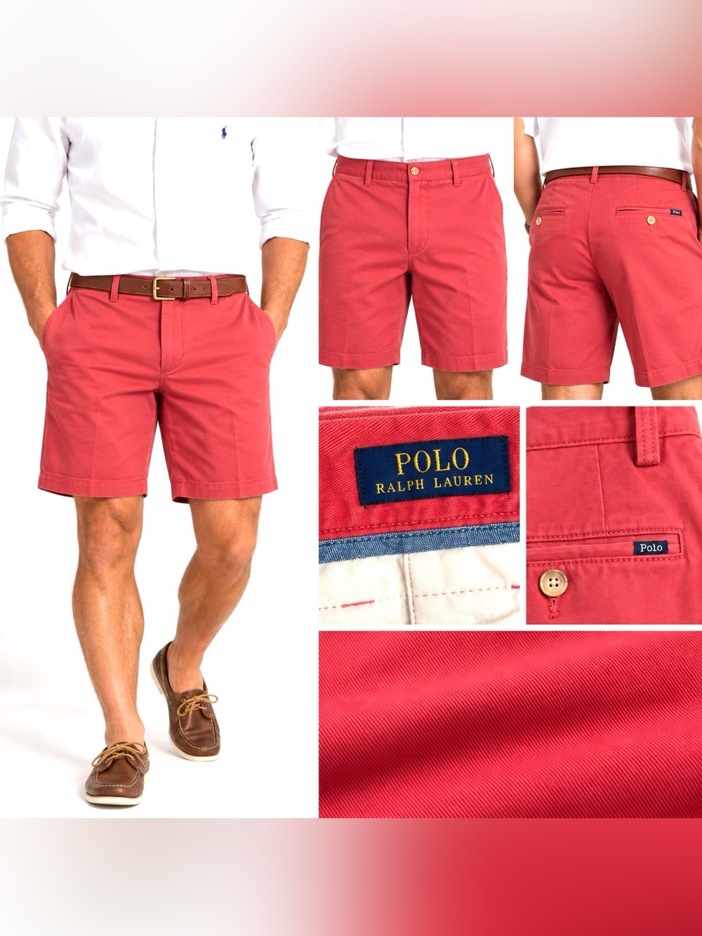 Polo Ralph Lauren Classic Fit 9” Chino Shorts Size 35 Red